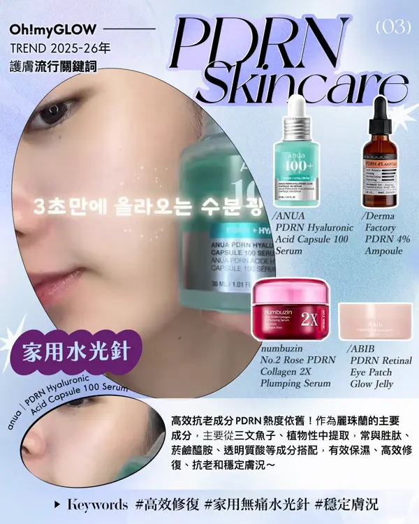 TREND 2025 韓系skincare流行關鍵詞：OMG年末總結——韓系護膚品流量密碼 Oh!myGLOW TREND 2025-26年 護膚流行關鍵詞 (03) PDRN Skincare 家用水光針 Arencia Fresh Green Rice Mochi Cleanser Torhop Kaamos Black Salt Foaming Cleanser numbuzin No.3 Rice Enzyme Skin Softening Cleansing Foam WHIPPED Mugtree Vegan Cookie Clay Pack Cleanser