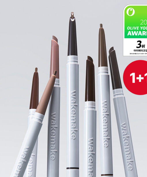 【1+1超值SET 送補充裝】韓國 WakeMake Natural Hard Brow Pencil 自然斜角筆頭雙頭眉筆 - 7色選擇