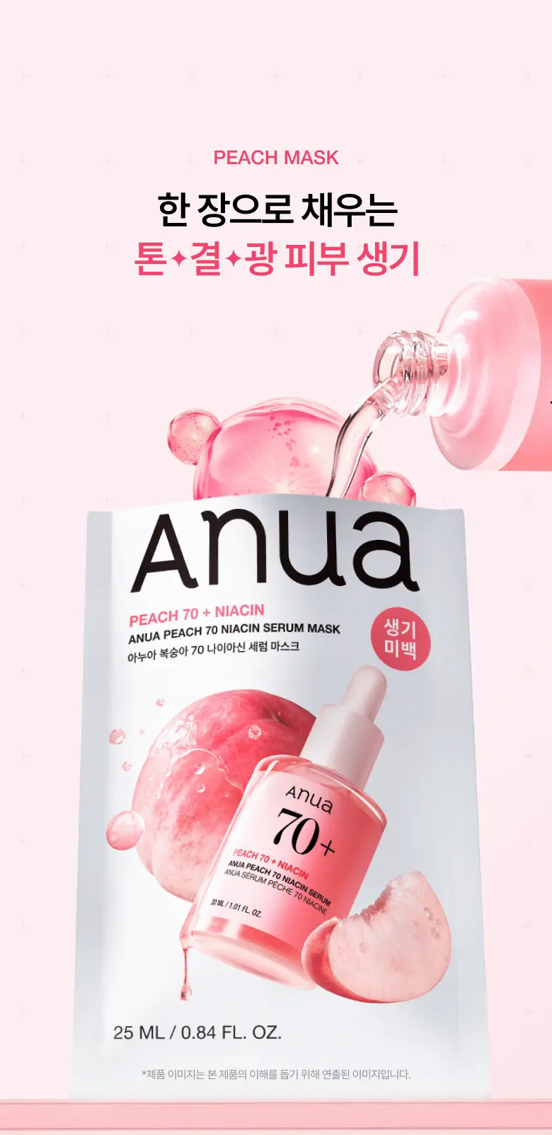 【優惠5+1 Set 5送1片】韓國 Anua Peach 70 Niacin Serum Mask 🍑保濕提亮美肌活力桃花精華面膜