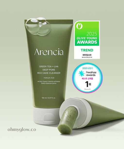 韓國 Arencia Green Tea + LHA Deep Pore Rice Cake Cleanser 綠茶+LHA 深層毛孔黑頭糯米年糕潔面乳 - 150g