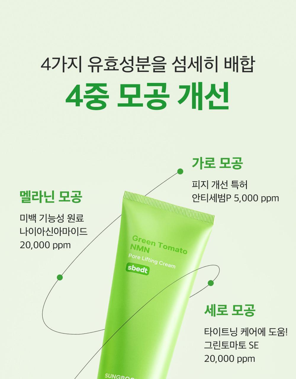韓國 Sungboon Editor Green Tomato NMN Pore Lifting Cream 專利綠番茄💚 NMN 3D 立體緊緻毛孔面霜 - 50ml