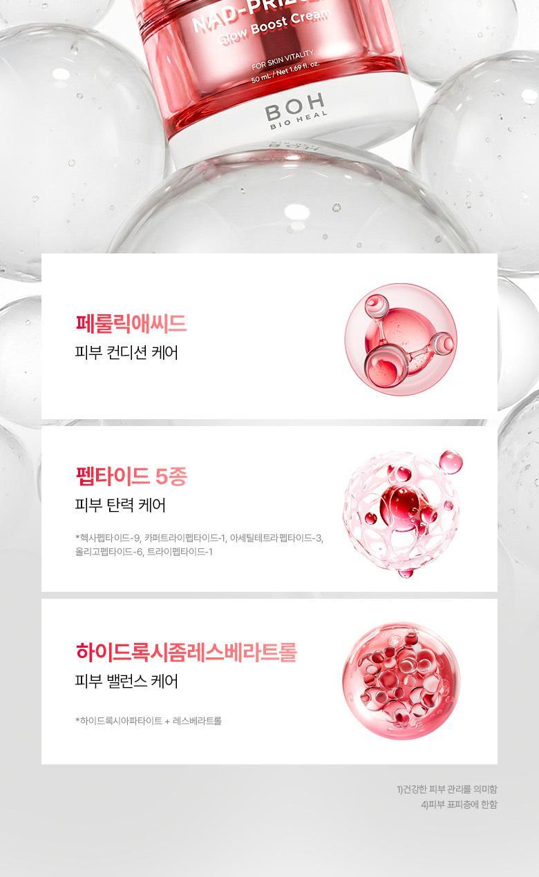 韓國 Bio Heal BOH NAD Prizcell Glow Boost Cream 專利 99%高純度 NAD 逆齡重煥光澤速效彈力保濕霜 - 50ml
