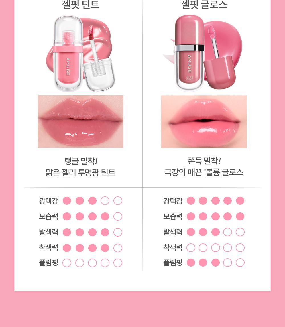 【🌸春日櫻花限定色】員瑛's pick! 韓國 AMUSE Jel-Fit Gloss 豐盈亮澤果凍唇彩 - 7色選擇