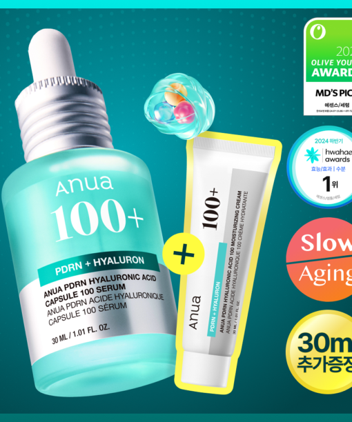 【OY限量1+1 送面霜 30ml Set】化解No.1 🏆 3重保濕養成水光肌～ANUA PDRN Hyaluronic Acid Capsule 100 Serum PDRN透明質酸膠原蛋白智能膠囊保濕精華- 30ml
