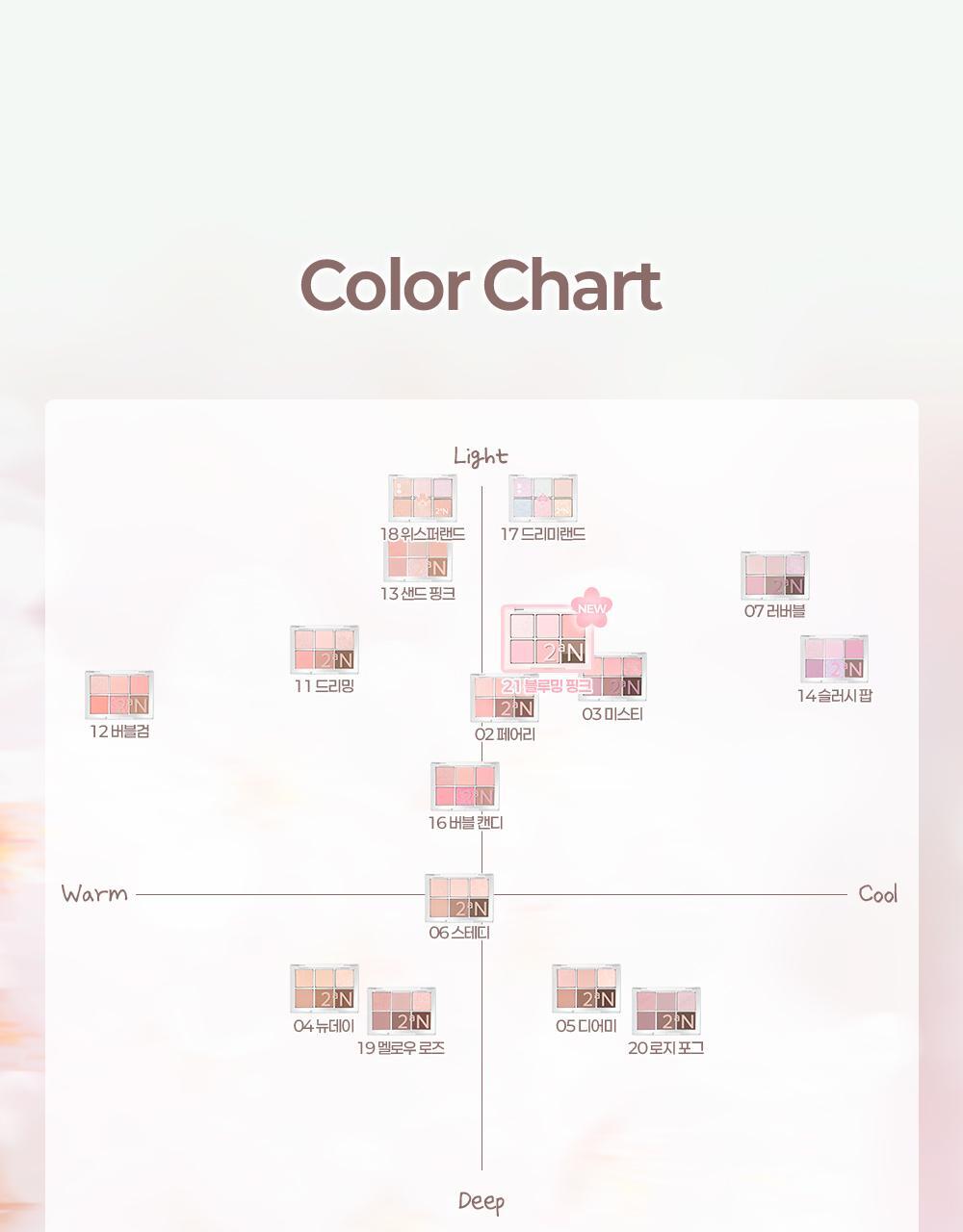 新色Blooming Pink春櫻粉系列入！實用零廢色～GlowPick🏆 韓國 2aN Better Me Eye Palette 6色眼影盤(#01-21) - 18色選擇