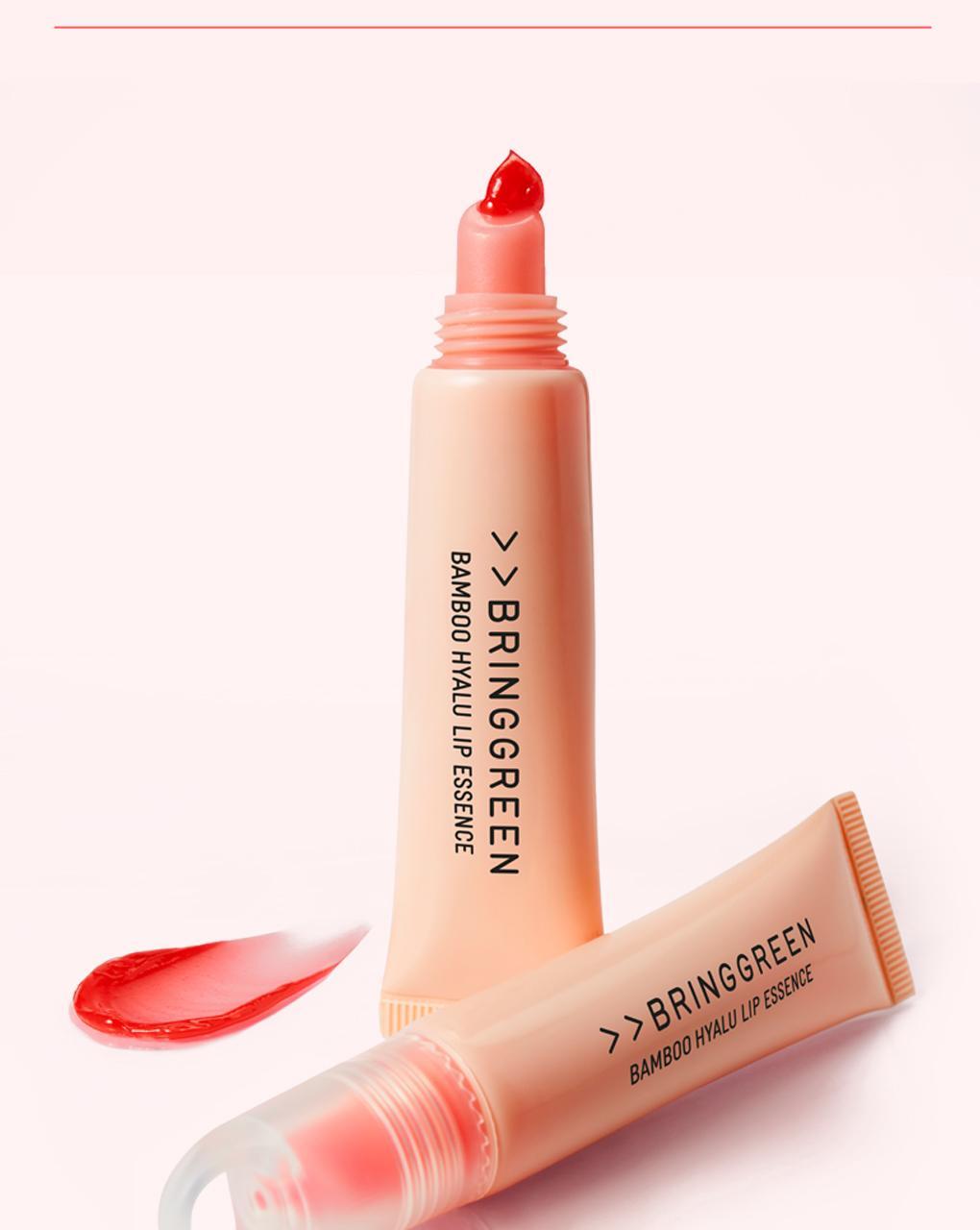 (透明保濕＋潤色蕃茄紅) 韓國 Bring Green Bamboo Hyalu Lip Essence Moisture & Color Double Set 竹萃透明質酸保濕潤唇精華1+1組裝 