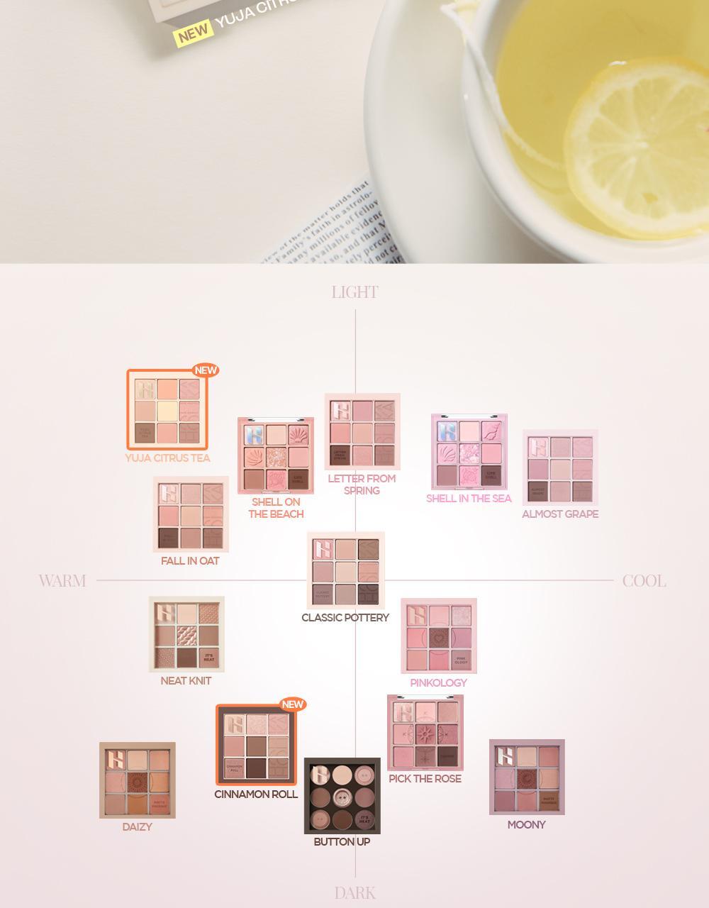 【Olive Young限量Set送單色眼影】新色盤Yuja Citrus Tea & Cinnamon Roll ~ 韓國Holika Holika My Fave Mood Eye Palette 9色眼影盤 - 多色調選擇