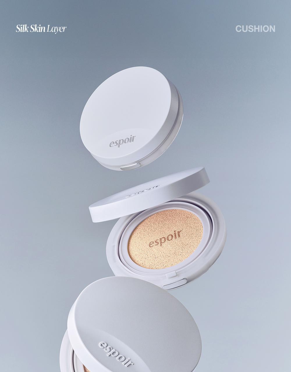首款完成透氣測試的氣墊~韓國 espoir Silk Skin Layer Cushion Single 超薄層感絲綢半霧面氣墊粉餅SPF42 PA++ - 7色選擇