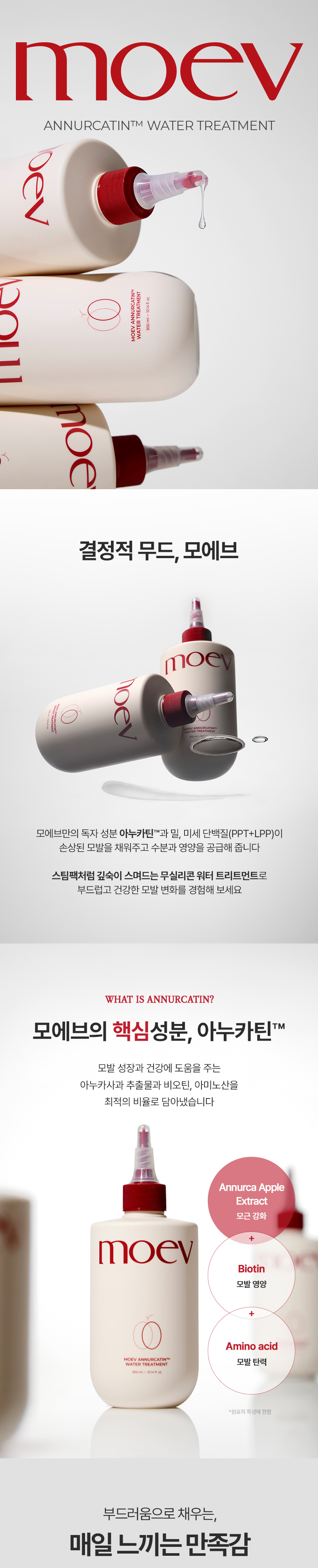 遇水變溫感乳霜～韓國 moev Annurcatin Water Treatment 專利蘋果萃取溫感修護水療無矽護髮液 - 300ml