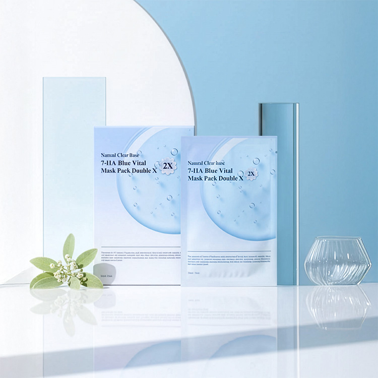 最新升級～韓國 Natural Clear Base 7-HA Blue Vital Mask Pack Double X 草本藍色活力復活草透明質酸急救保濕面膜 一盒10片裝 - 兩種選擇