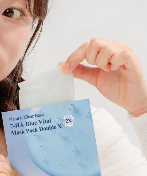 最新升級～韓國 Natural Clear Base 7-HA Blue Vital Mask Pack Double X 草本藍色活力復活草透明質酸急救保濕面膜 一盒10片裝 - 兩種選擇