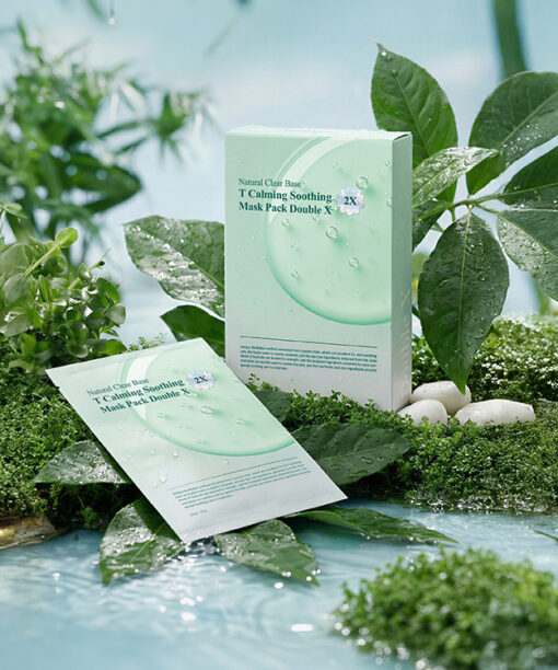 最新升級～韓國 Natural Clear Base T Calming Soothing Mask Pack Double X 有機茶樹積雪草速效舒緩鎮靜面膜 10片裝