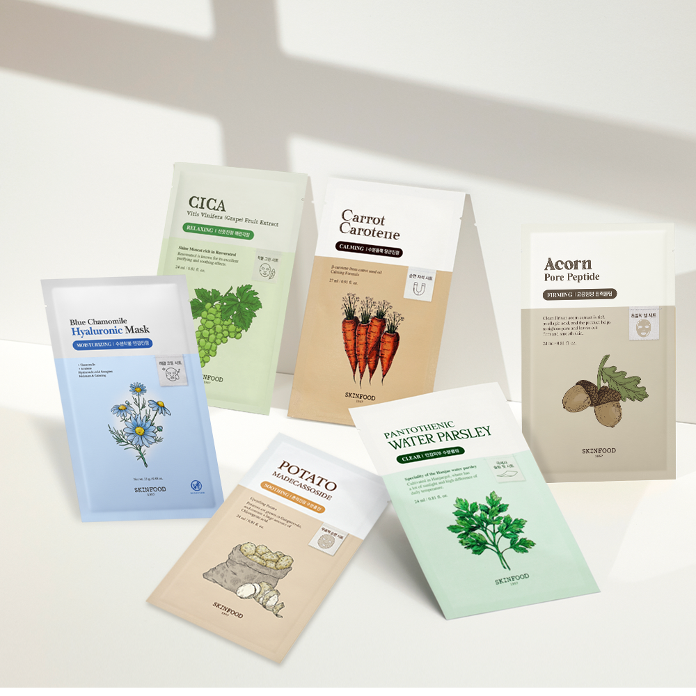 獲奬無數 GlowPick 🏆~韓國 Skinfood Mask (Carrot/Water Parsley/Propolis/Acorn/Potato/Blue Chamomile/Shine Muscat ) 皇牌面膜(胡蘿蔔/水芹菜/皇室黑蜂膠/ 橡果/馬鈴薯/藍洋甘菊/香印青提) - 多款選擇 獲奬無數 GlowPick 🏆~韓國 Skinfood Mask (Carrot/Water Parsley/Propolis/Acorn/Potato/Blue Chamomile/Shine Muscat ) 皇牌面膜(胡蘿蔔/水芹菜/皇室黑蜂膠/ 橡果/馬鈴薯/藍洋甘菊/香印青提) - 多款選擇