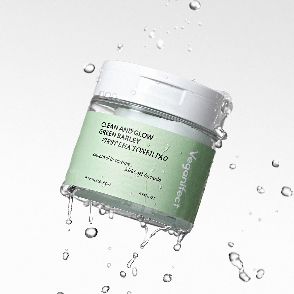 韓國 Veganifect Clean and Glow Green Barley LHA Toner Pad 水亮理肌青麥 LHA 溫和去角質保濕爽膚棉片 - 60片裝