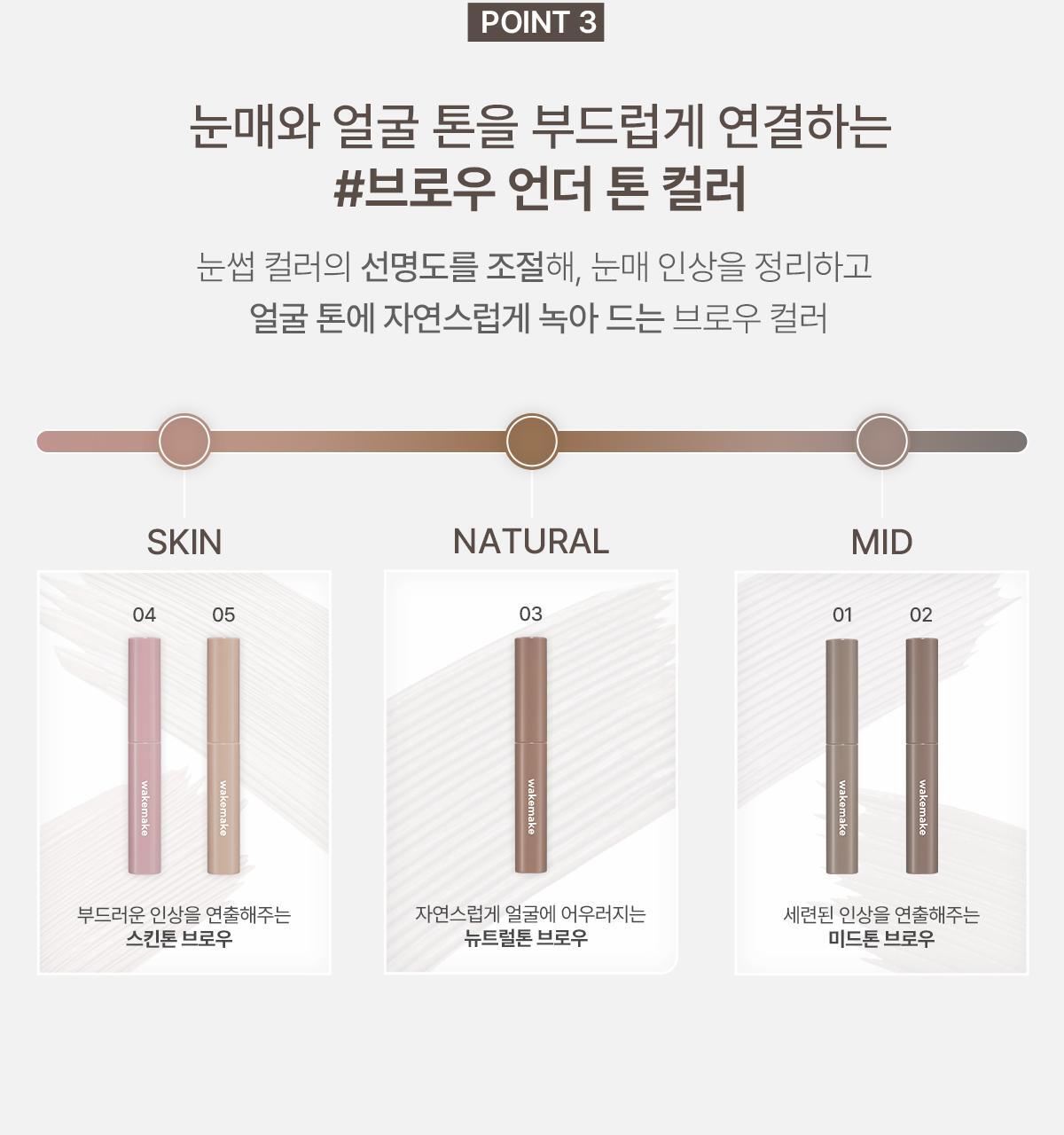 韓國 Wakemake Real Fixing Slim Browcara 細緻刷頭自然粉霧不反光染眉膏（#01-05） - 5色選擇