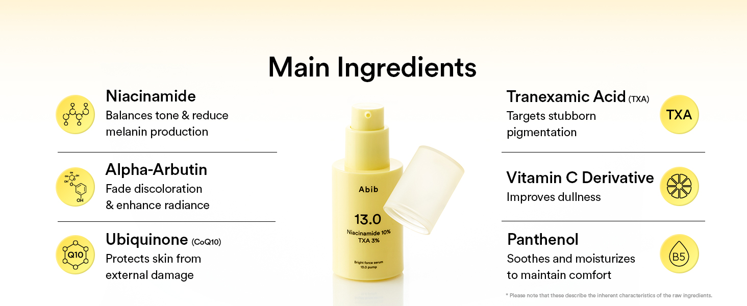 4週淡斑～韓國 ABIB Bright Force Serum 13.0 Pump 10%煙酰胺 X 3%傳明酸 美白亮膚淡瑕淡印精華 - 30ml