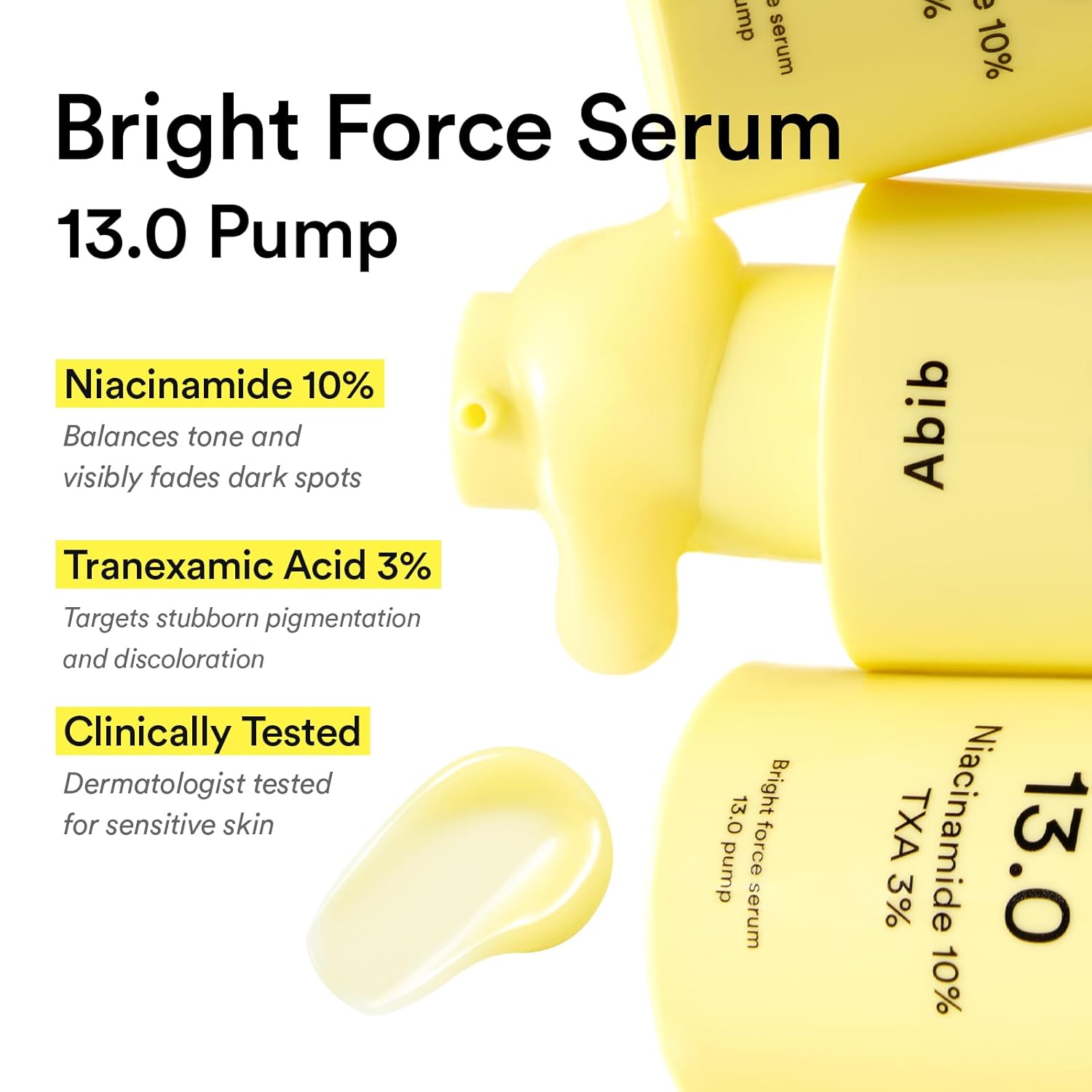 4週淡斑～韓國 ABIB Bright Force Serum 13.0 Pump 10%煙酰胺 X 3%傳明酸 美白亮膚淡瑕淡印精華 - 30ml