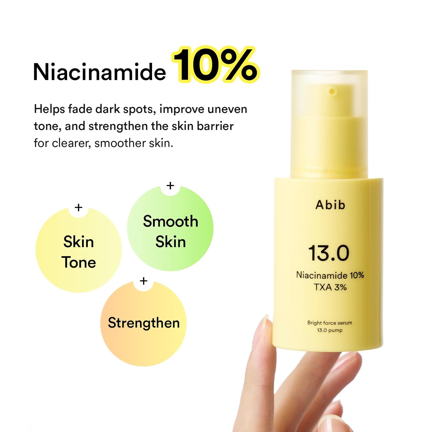 4週淡斑～韓國 ABIB Bright Force Serum 13.0 Pump 10%煙酰胺 X 3%傳明酸 美白亮膚淡瑕淡印精華 - 30ml