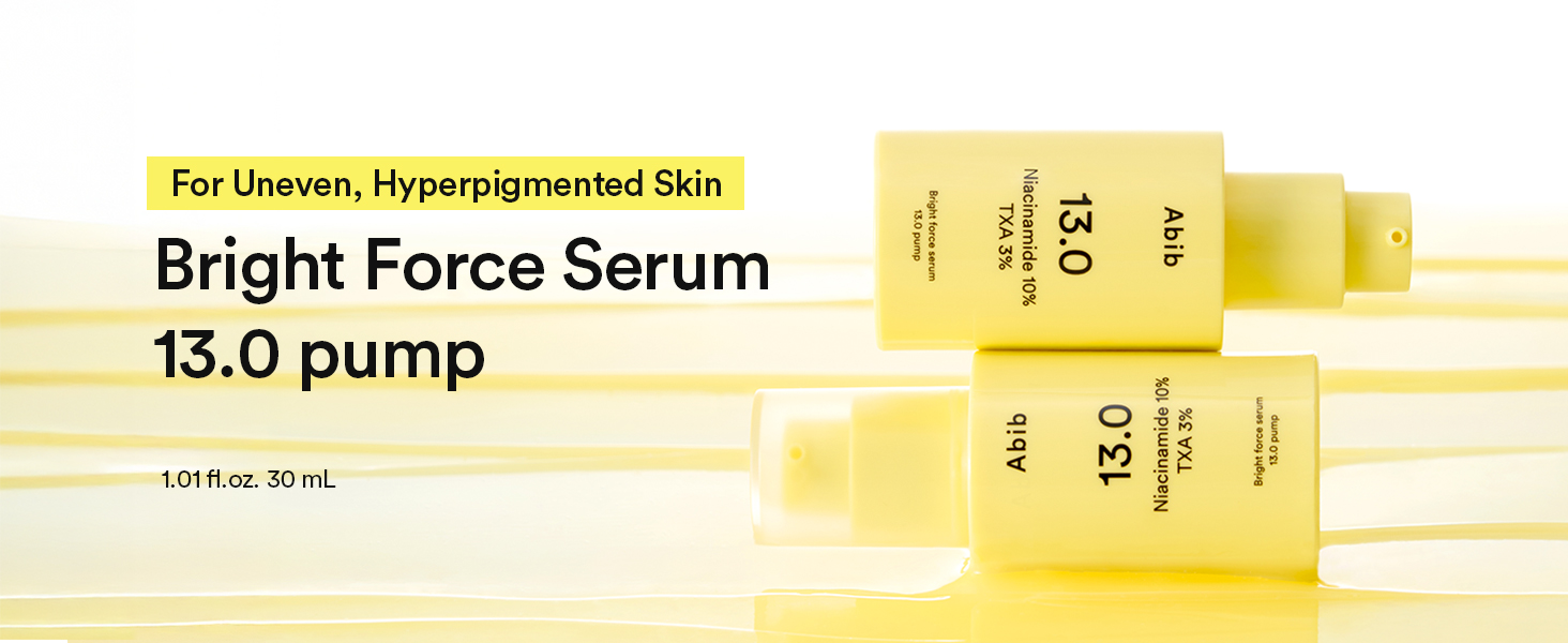 4週淡斑～韓國 ABIB Bright Force Serum 13.0 Pump 10%煙酰胺 X 3%傳明酸 美白亮膚淡瑕淡印精華 - 30ml