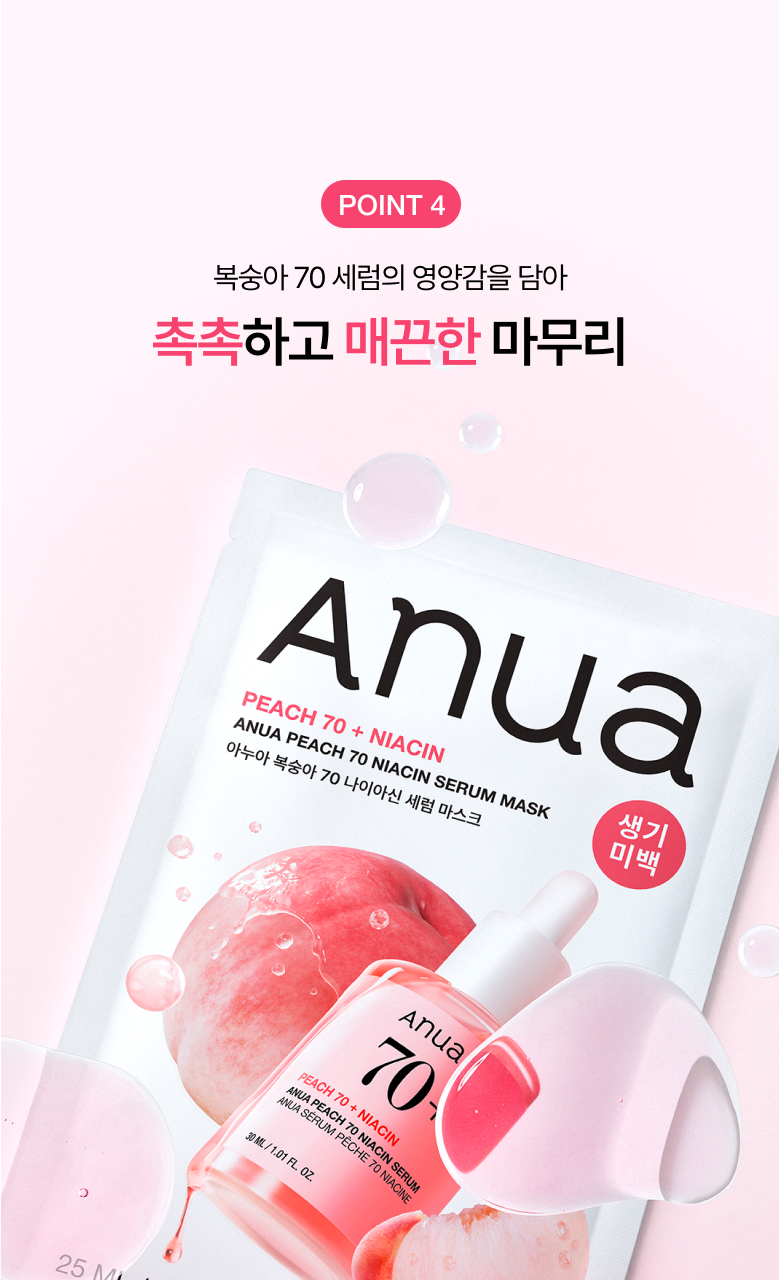 【優惠5+1 Set 5送1片】韓國 Anua Peach 70 Niacin Serum Mask 🍑保濕提亮美肌活力桃花精華面膜