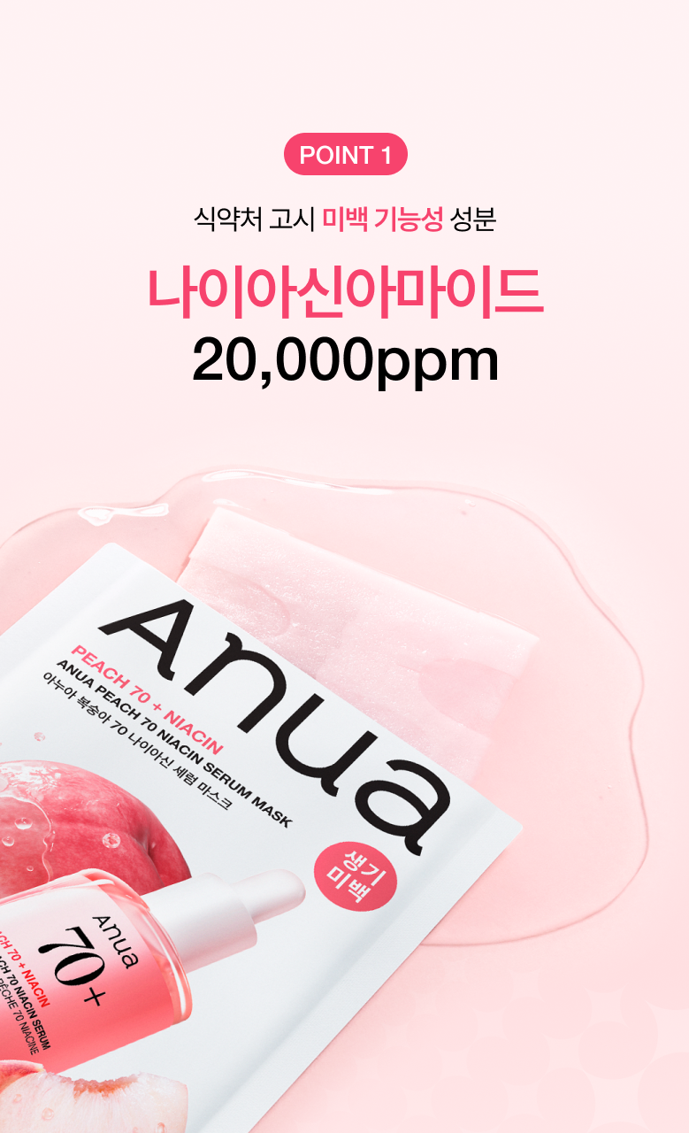 【優惠5+1 Set 5送1片】韓國 Anua Peach 70 Niacin Serum Mask 🍑保濕提亮美肌活力桃花精華面膜