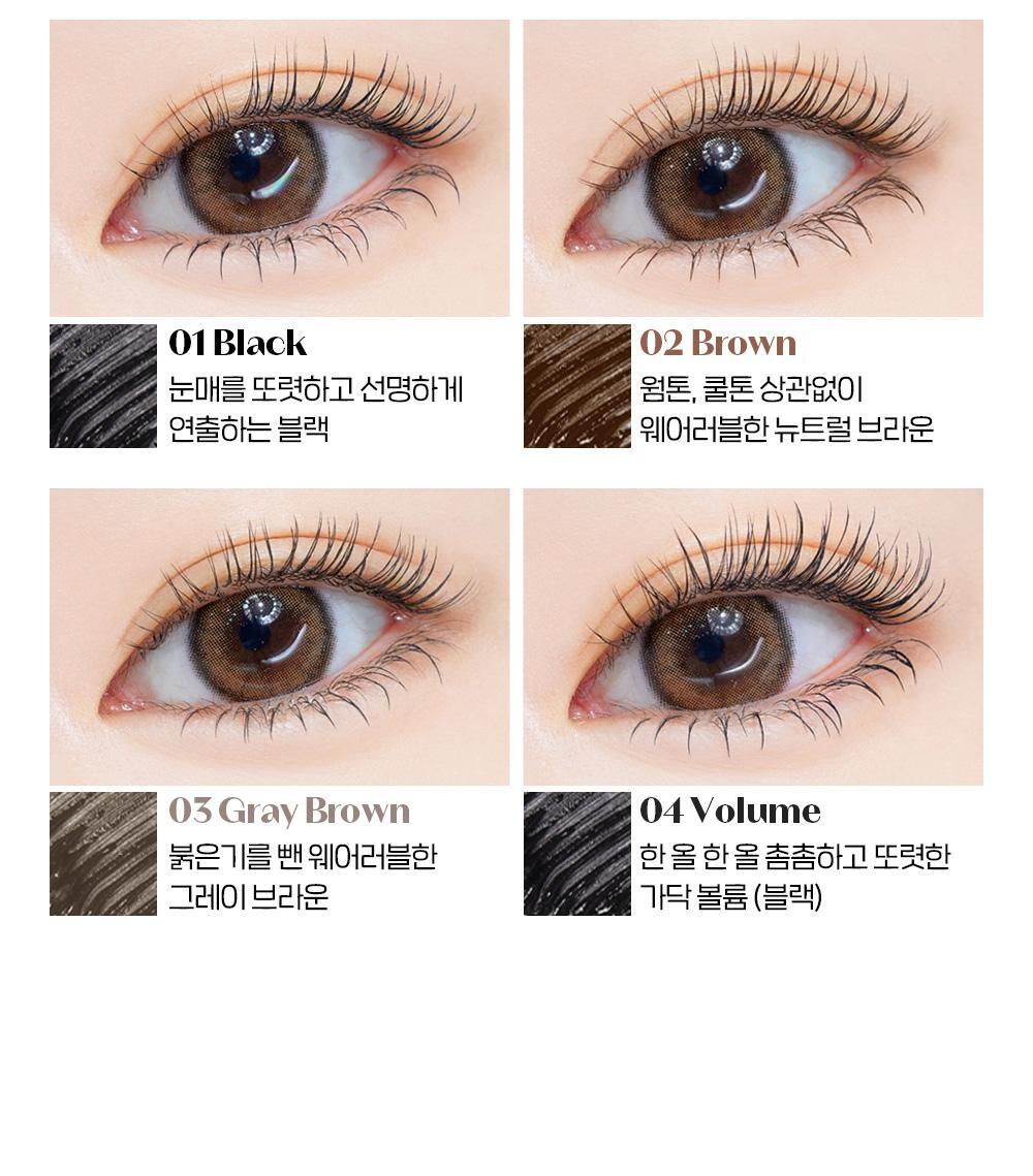 【限量SET送睫毛夾/梳】[新色+新增mini版]🏆獲奬無數！韓國 Etude Curl Fix! Mascara 24小時捲翹防水防暈染睫毛膏(#01-06) - 6色選擇