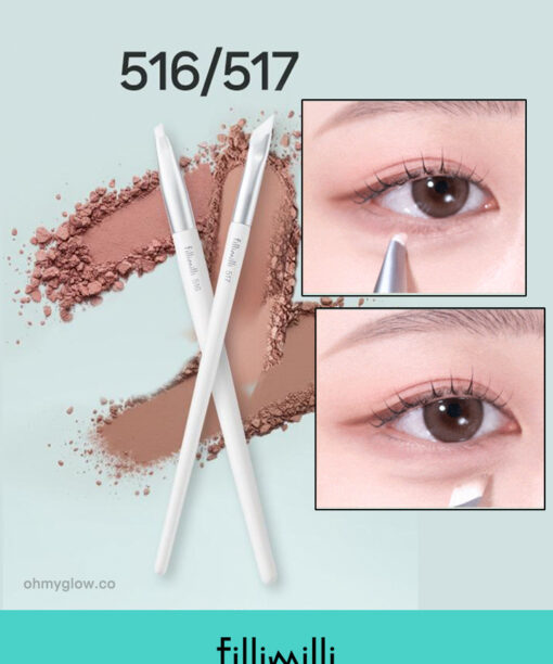 開眼卧蠶掃SET～韓國 Fillimilli Eye Definition Brush Duo #516 + 517 開眼頭眼下暈染臥蠶細節眼妝掃具套裝 - 一套2支