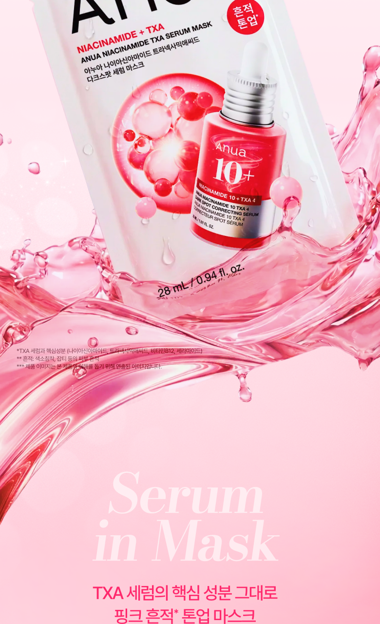 【優惠5+1 Set 5送1片】韓國 ANUA Nacinamide + TXA Serum Mask 維B3菸鹼醯胺＋TXA 傳明酸美白淡瑕精華面膜
