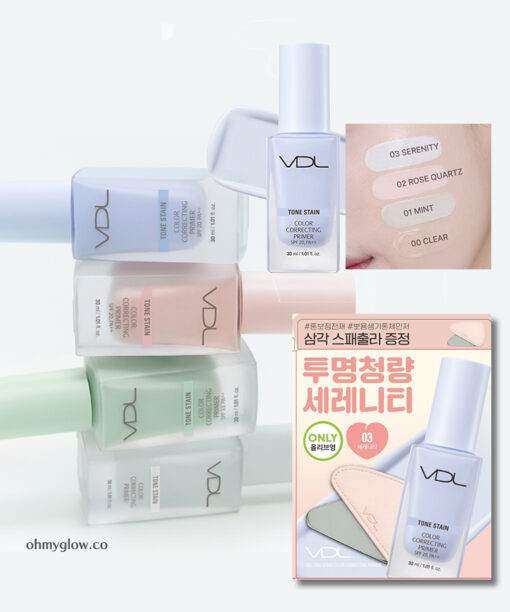 妝前校正天花板【OY套裝送刮刀棒連收納套】最新版GlowPick🏆～VDL Tone Stain Color Correcting Primer Set (+Triangular Spatula) 皇牌色彩濾鏡校正妝前乳 SPF20+ PA++ - 5色選擇