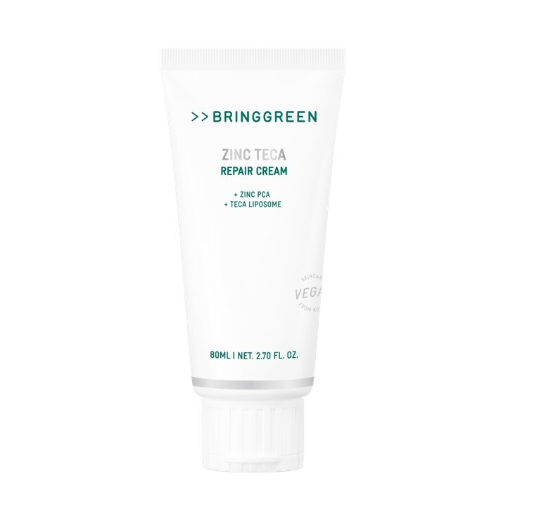 抗痘淡印~韓國 Bring Green Zinc Teca Repair Cream 鋅PCA X TECA 脂質體積雪草鎮靜修復袪痘面霜 - 80ml