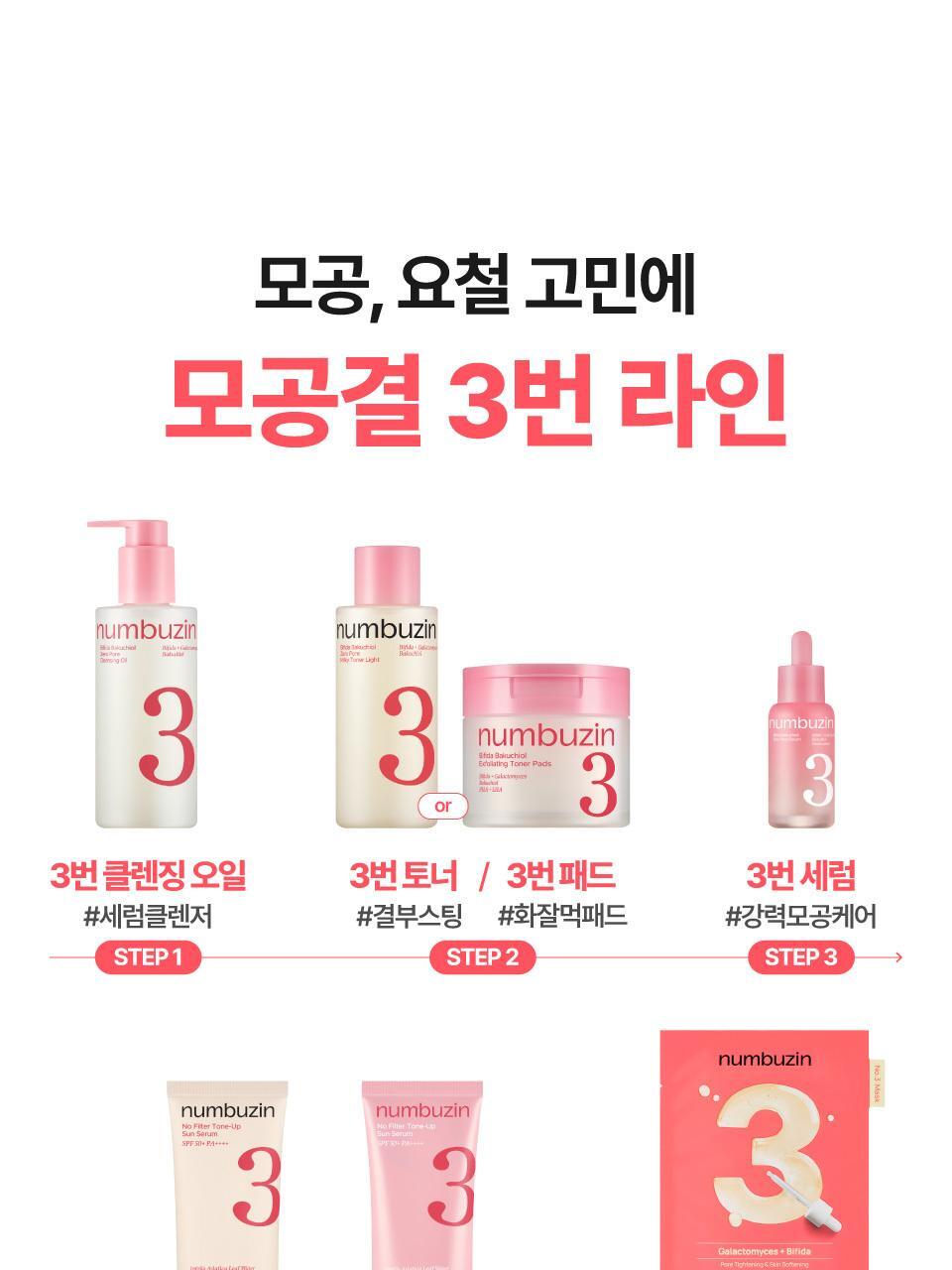 卸妝同時毛孔管理～韓國 numbuzin No.3 Bifida Bakuchiol Zero Pore Cleansing Oil 雙歧桿菌 補骨脂酚零毛孔深層卸妝油 200ml