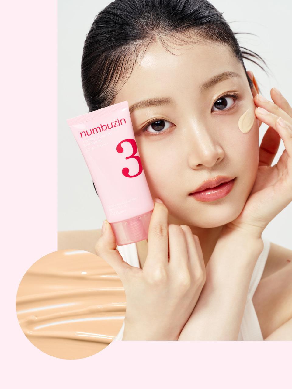 連續3年化解🏆 30秒完妝零粉感～numbuzin No.3 No Filter Tone-Up Sun Serum 防曬精華X提亮X陶瓷肌素顏霜 SPF50+ PA++++ (柔焦霧面/光澤) - 2款選擇