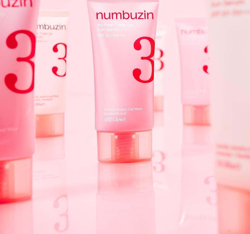 連續3年化解🏆 30秒完妝零粉感～numbuzin No.3 No Filter Tone-Up Sun Serum 防曬精華X提亮X陶瓷肌素顏霜 SPF50+ PA++++ (柔焦霧面/光澤) - 2款選擇