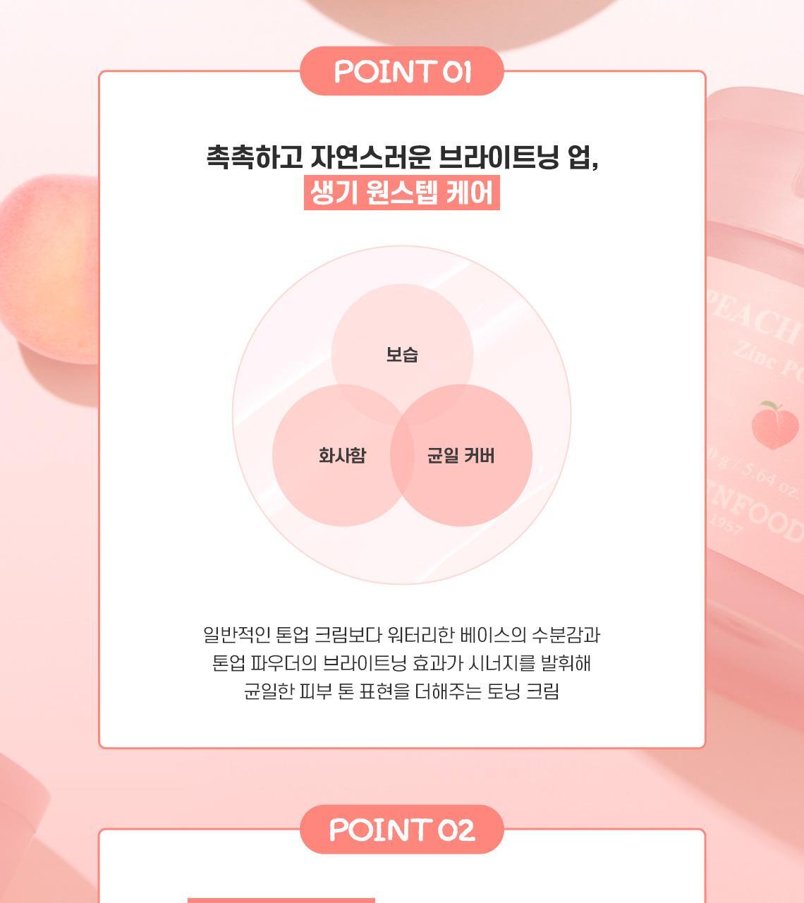 韓國 油痘肌友好~Skinfood Peach Cotton Zinc PCA Toning Cream 桃棉鋅PCA霧面控油舒緩保養X提亮X調色素顏乳 - 50ml