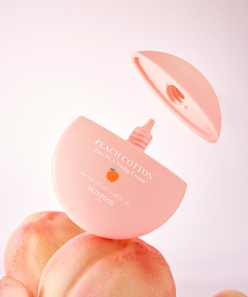 油痘肌友好～韓國 Skinfood Peach Cotton Zinc PCA Toning Cream 桃棉鋅PCA霧面控油舒緩保養X提亮X調色素顏乳 - 50ml