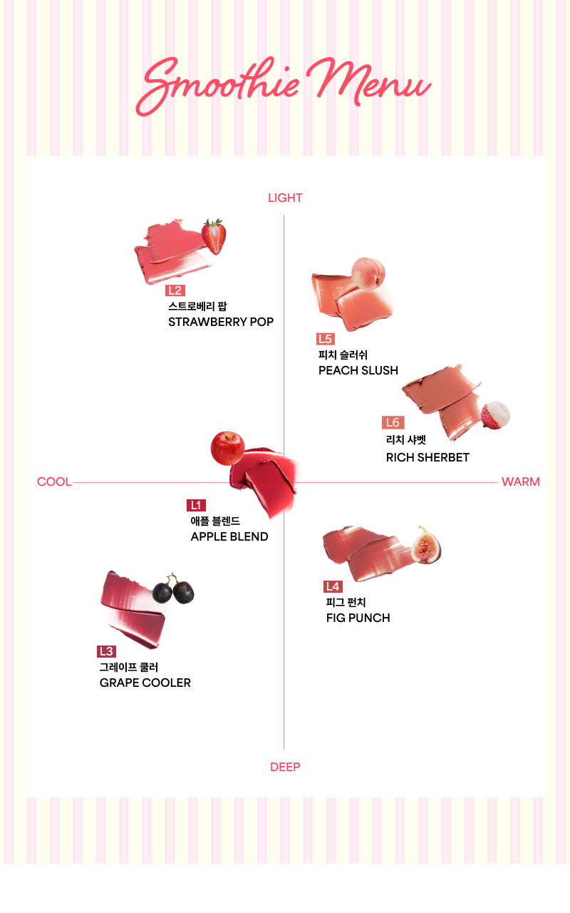 🍓夏日果汁奶昔Smoothie Edition🍓迷你MP3胭脂~ 韓國小眾品牌 Entropy Slide Up Lip & Cheek 迷你滑蓋式唇頰兩用胭脂霜(L1-L6) - 6色選擇