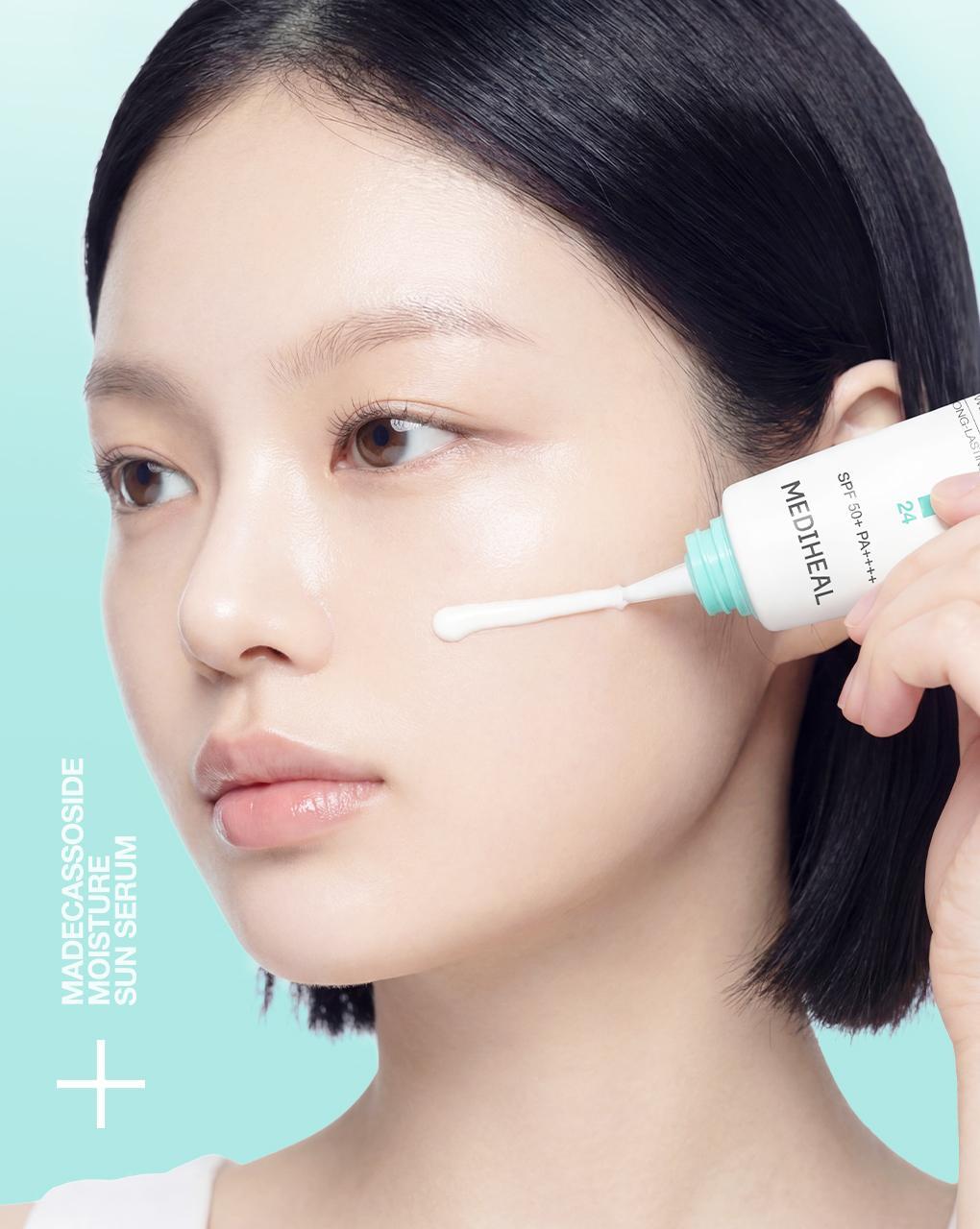 【限量1+1 SET】79%精華成份！韓國 MediHeal Madecassoside Moisture Sun Serum 98%純度積雪草保濕舒緩抗汗防曬精華SPF50+ PA++++ - 3款選擇