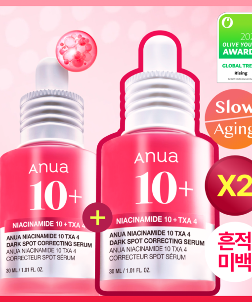 【1+1 OY優惠SET】高濃度美白成份！去瑕疵去暗沉～韓國 ANUA ❤️ Niacinamide 10% + TXA 4% Serum 粉紅熊果素4%傳明酸提亮去斑美白精華 - 30ml