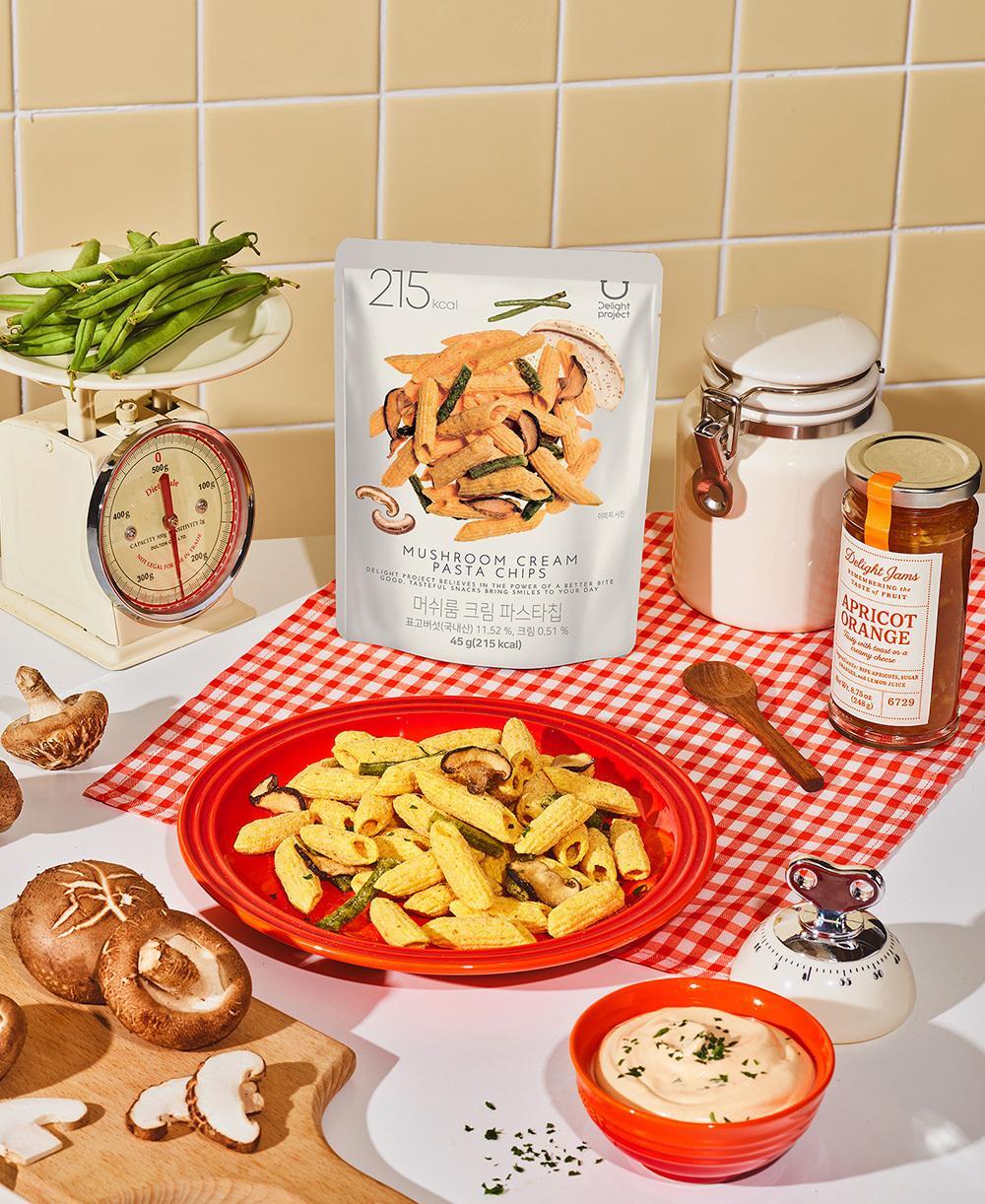 〖OY熱賣零食〗韓國Delight Project Pasta Chips 低熱量香脆意粉薯片(🍅Garlic Tomato香蒜番茄 / 🍄Mushroom Cream蘑菇忌廉/ 🧄 Aglio e Olio蒜香橄欖油 ) - 3種口味選擇