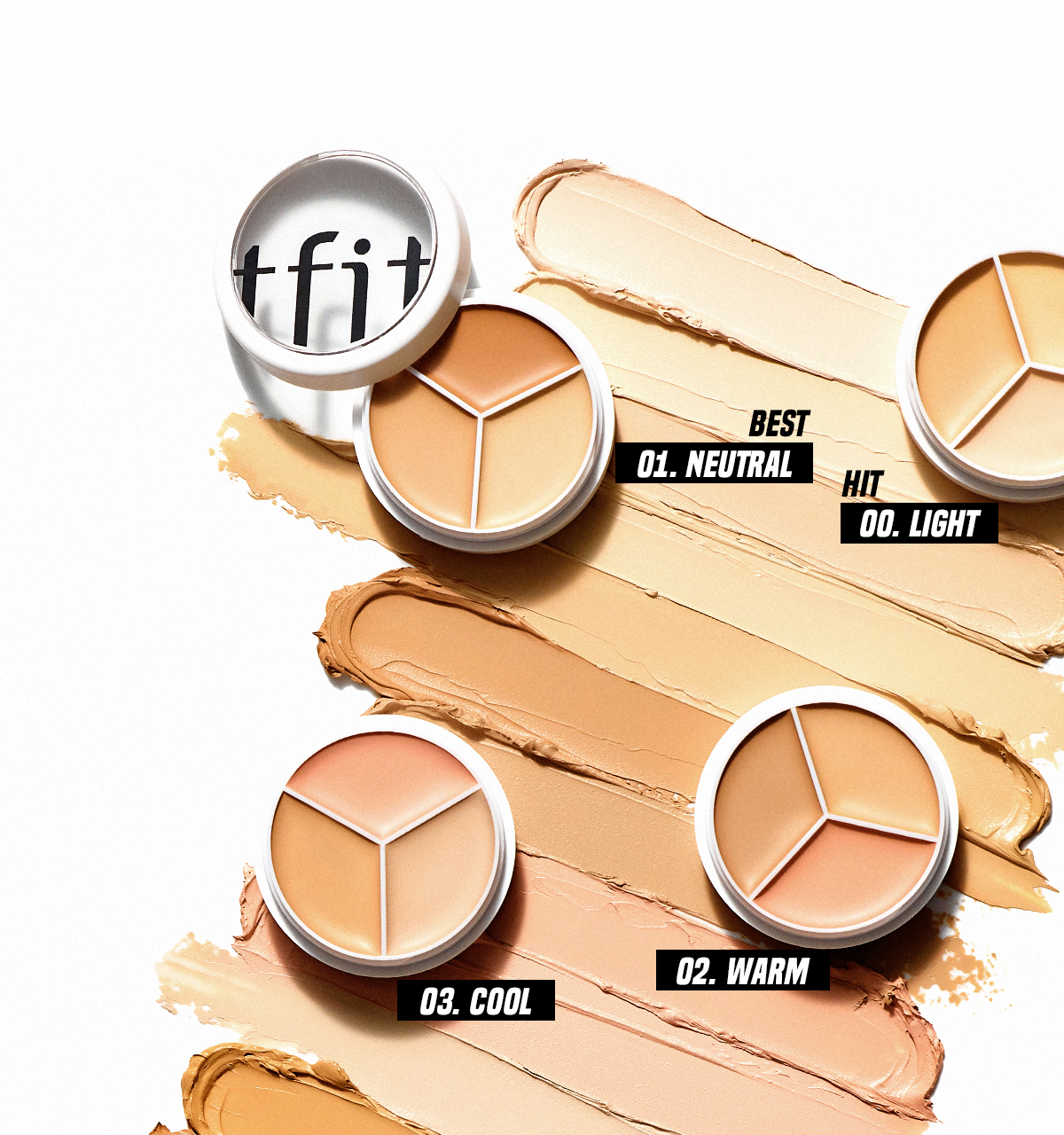 🏆化解No.1! 高遮瑕度!韓國 TFIT Cover Up Pro Concealer 3色遮瑕膏盤 - 5種色調選擇