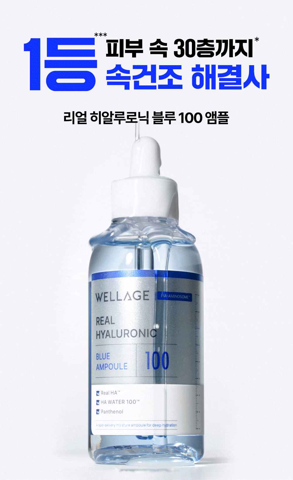 韓國 評測No.1 🏆 Wellage Real Hyaluronic Blue Ampoule 100%純透明質酸保濕精華
