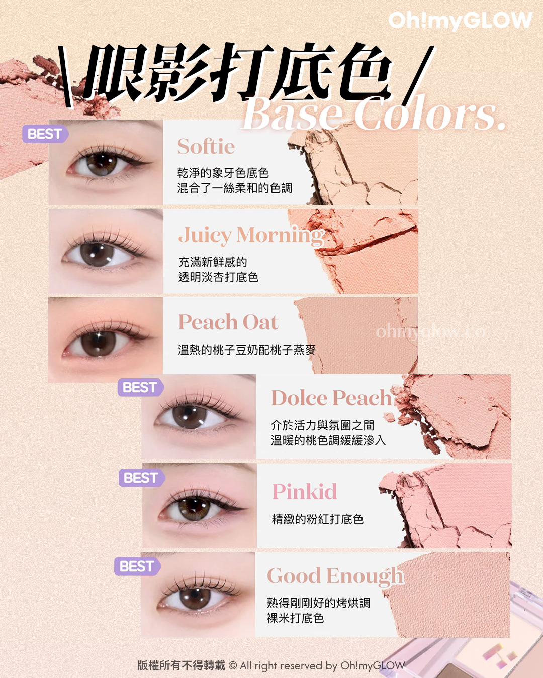 親手打造0廢色人生盤 HOLIKA單色眼影粒粒全系列顏色質地+用途指南 自製你的眼影/遮瑕/胭脂盤 眼影打底色 Base Colors