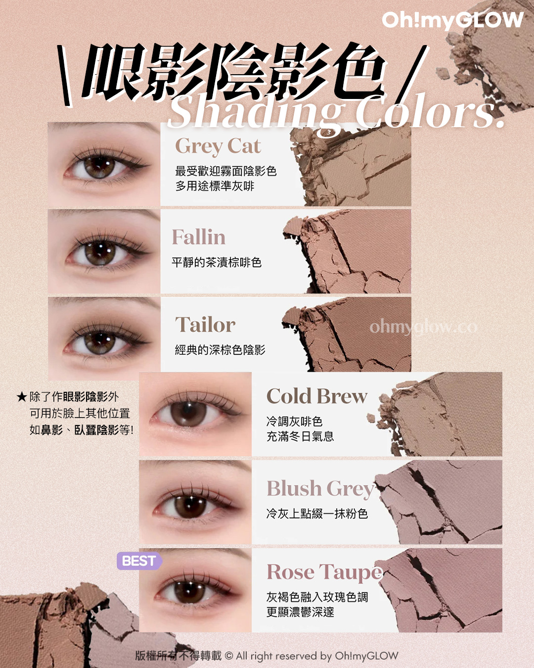 親手打造0廢色人生盤 HOLIKA單色眼影粒粒全系列顏色質地+用途指南 自製你的眼影/遮瑕/胭脂盤 眼影陰影色 Shading Colors