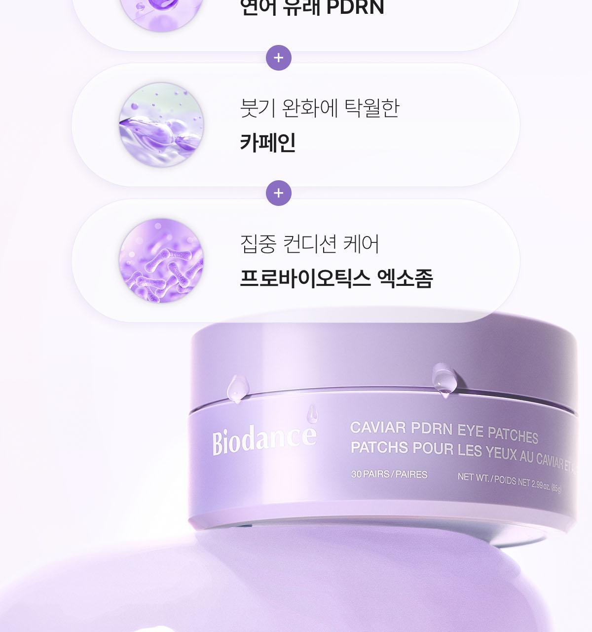 消眼腫淡眼紋凹陷~韓國Biodance Eye Patch (Collagen Peptide 膠原蛋白肽 / Caviar PDRN 魚子醬PDRN) 精華果凍眼膜 一盒60片裝 - 2種選擇