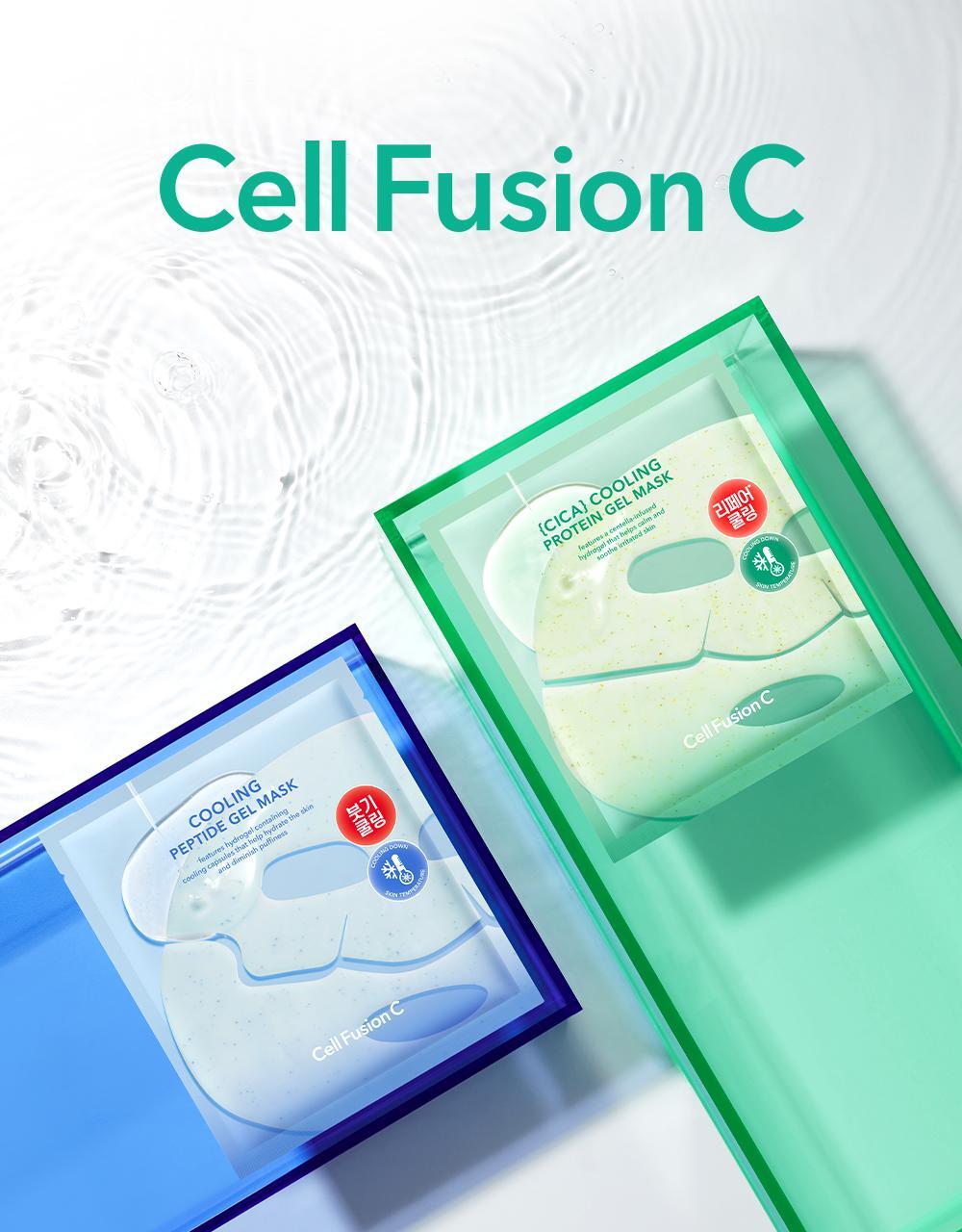 即時降溫.舒緩.去水腫~韓國 Cell Fusion C Cooling Peptide Gel Mask 冰感胜肽凝膠果凍面膜 (💙消腫降溫/💚積雪草舒緩清涼) 一盒5片裝 - 2款選擇