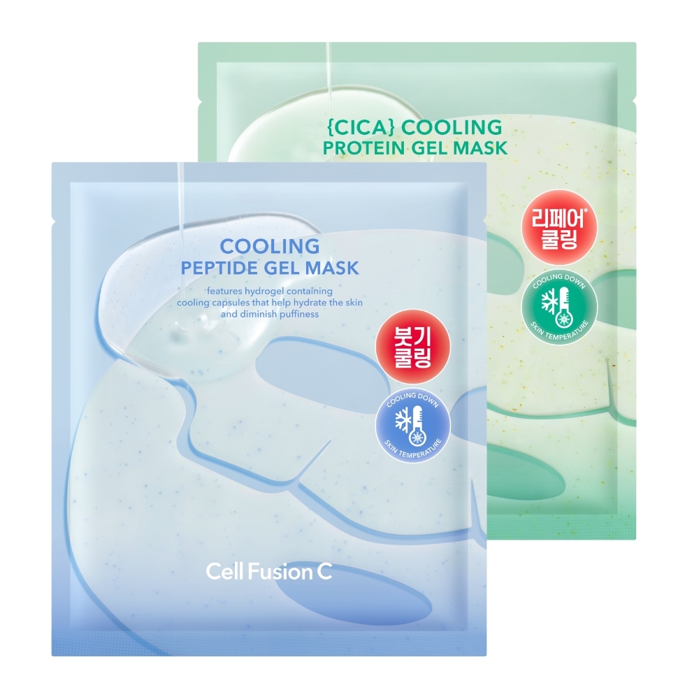 即時降溫．舒緩．去水腫～韓國 Cell Fusion C Cooling Peptide Gel Mask 冰感胜肽凝膠果凍面膜 (💙消腫降溫/💚積雪草舒緩清涼) 一盒5片裝 - 2款選擇