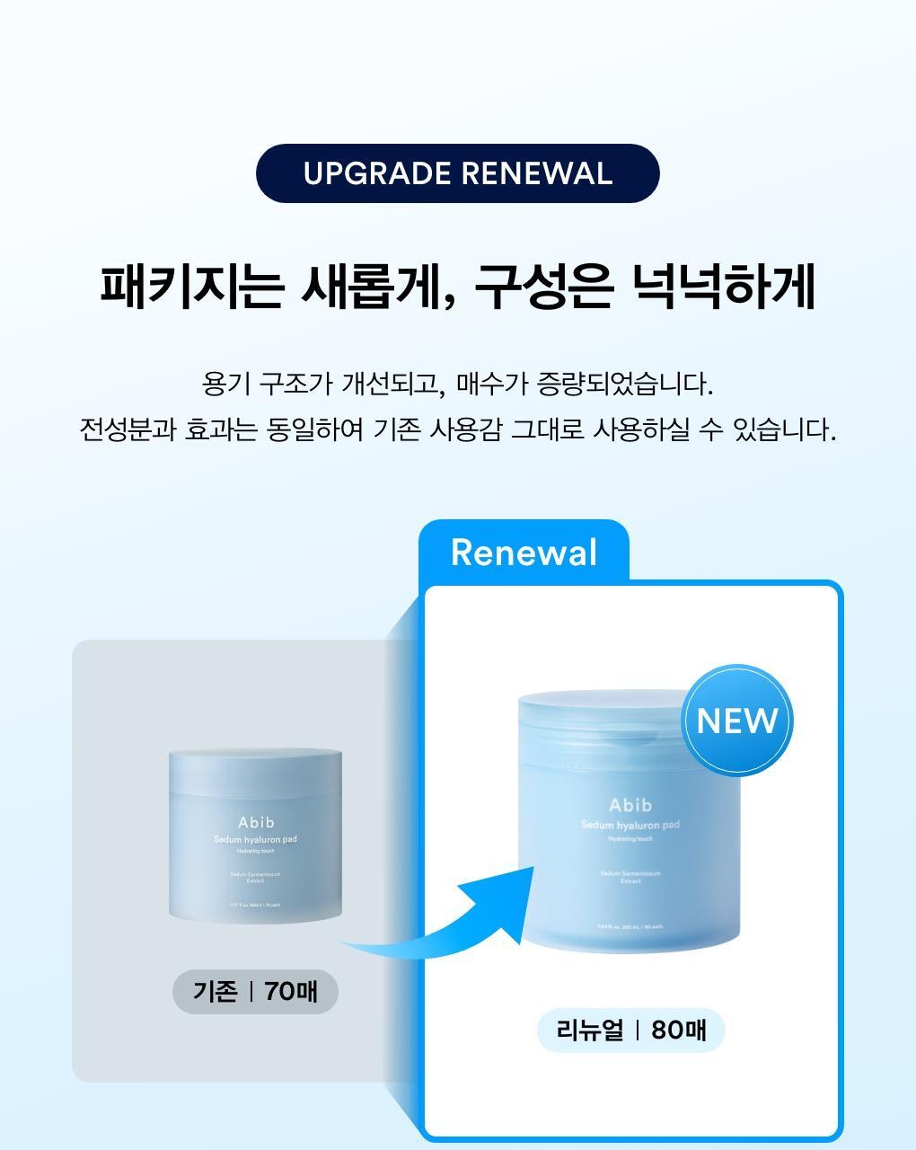 最新版～🏆化解No.1 ~韓國 ABIB Sedum Hyaluron Pad Hydrating Touch 高純度透明質酸保濕理肌弱酸性爽膚棉片 - 80片裝