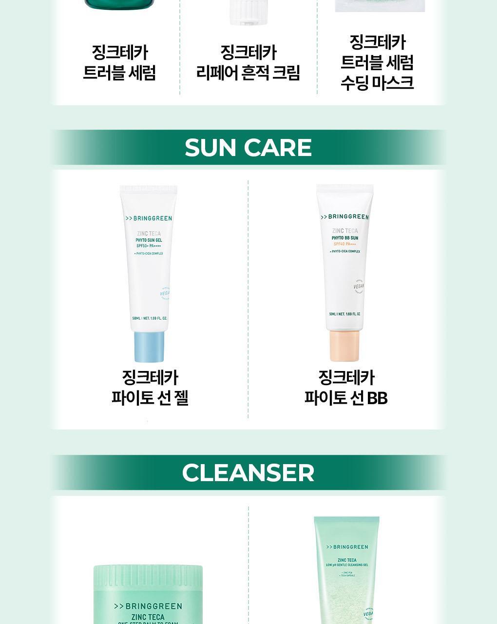 韓國 Bring Green Zinc Teca Low Ph Gentle Cleanser  鋅PCA X 積雪草TECA微囊弱酸性溫和潔面凝膠 - 200ml