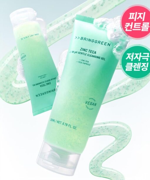 韓國 Bring Green Zinc Teca Low Ph Gentle Cleanser 鋅PCA X 積雪草TECA微囊弱酸性溫和潔面凝膠 - 200ml