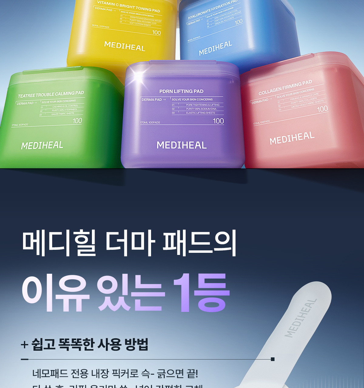 【限量1+1 Set 200片+送旅行case】粉刺暗瘡肌～🏆 韓國 MEDIHEAL Tea Tree Trouble Pad 茶樹鎮靜🌿抗炎減紅護膚棉片 - 100片